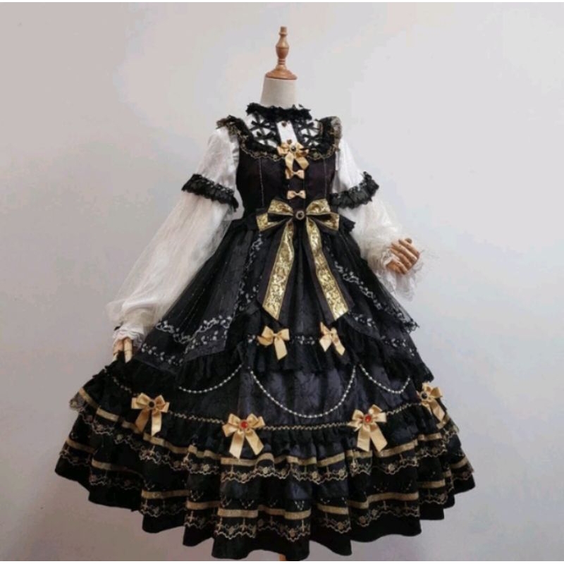 Váy Lolita Đen Brand Puppet Night chính hãng Nhật Bản siêu phẩm(cần pass)