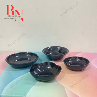 10 Chén Chấm Nhựa Melamine Nhiều Size Màu Đen
