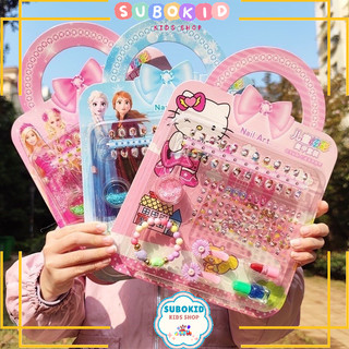 Bộ đồ chơi làm nail, làm móng, sticker dán móng, dũa móng, sơn móng tay, vòng tay, kẹp tóc cho bé gái Subokid