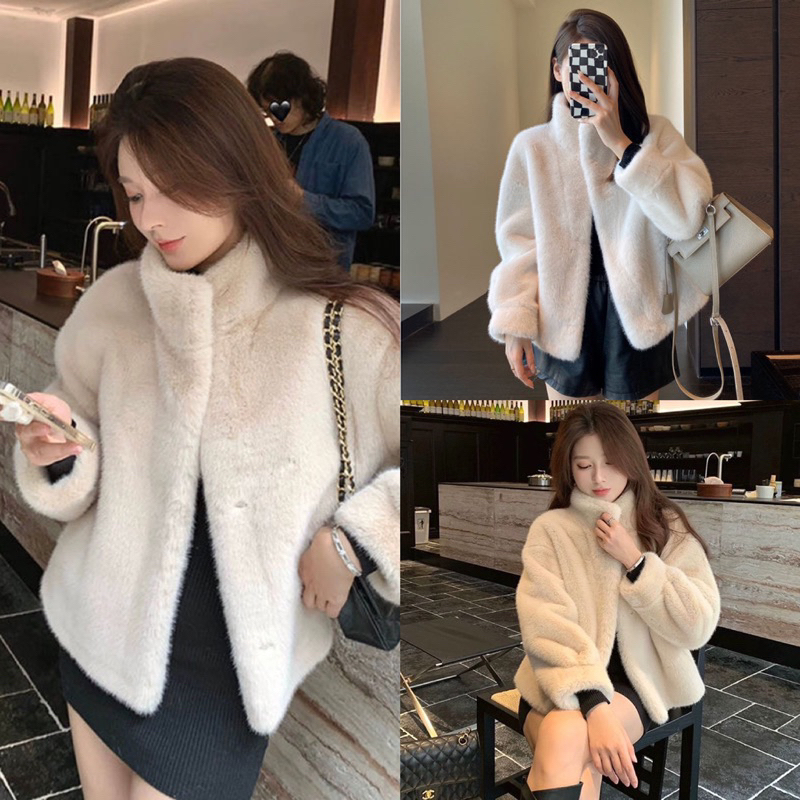 (ÁO ĐẦU VỤ) Áo khoác lông cổ bẻ mềm mịn tiểu thư sang chảnh hàng QCCC LOẠI 1
