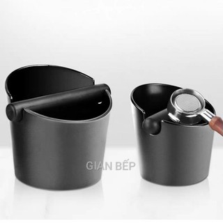 Dụng cụ đập bã cà phê cho máy pha espresso, xô nhựa abs dày đựng bã cà phê màu đen có tay cầm chuyên dụng giảm tiếng ồn