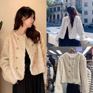 (ÁO FORM TO) Áo khoác lông cừu dáng rộng phối khuy sang chảnh hàng QCCC