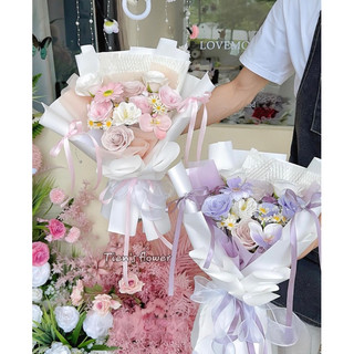 Bó hoa sáp thơm mix tông màu pastel nhẹ nhàng nhà Tien’s flower