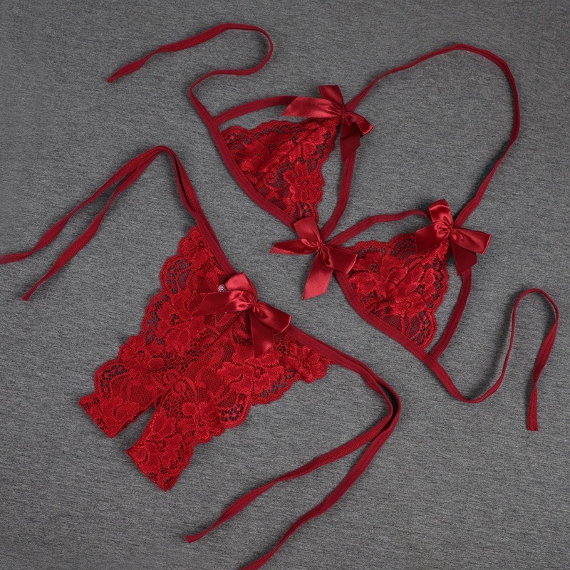 Bộ ngủ 2 mảnh đính nơ quai buộc 245 | BigBuy360 - bigbuy360.vn