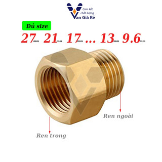 Sơ mi SM thau - Đầu nối ren trong ren ngoài - Lơ thu đồng - Nối giảm ren ngoài