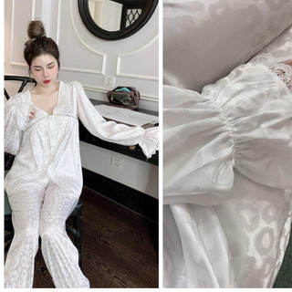 Đồ Bộ Mặc Nhà Tiểu Thư Bèo Chất Liệu Gấm Xước Sang Đẹp Free Size 40-58kg