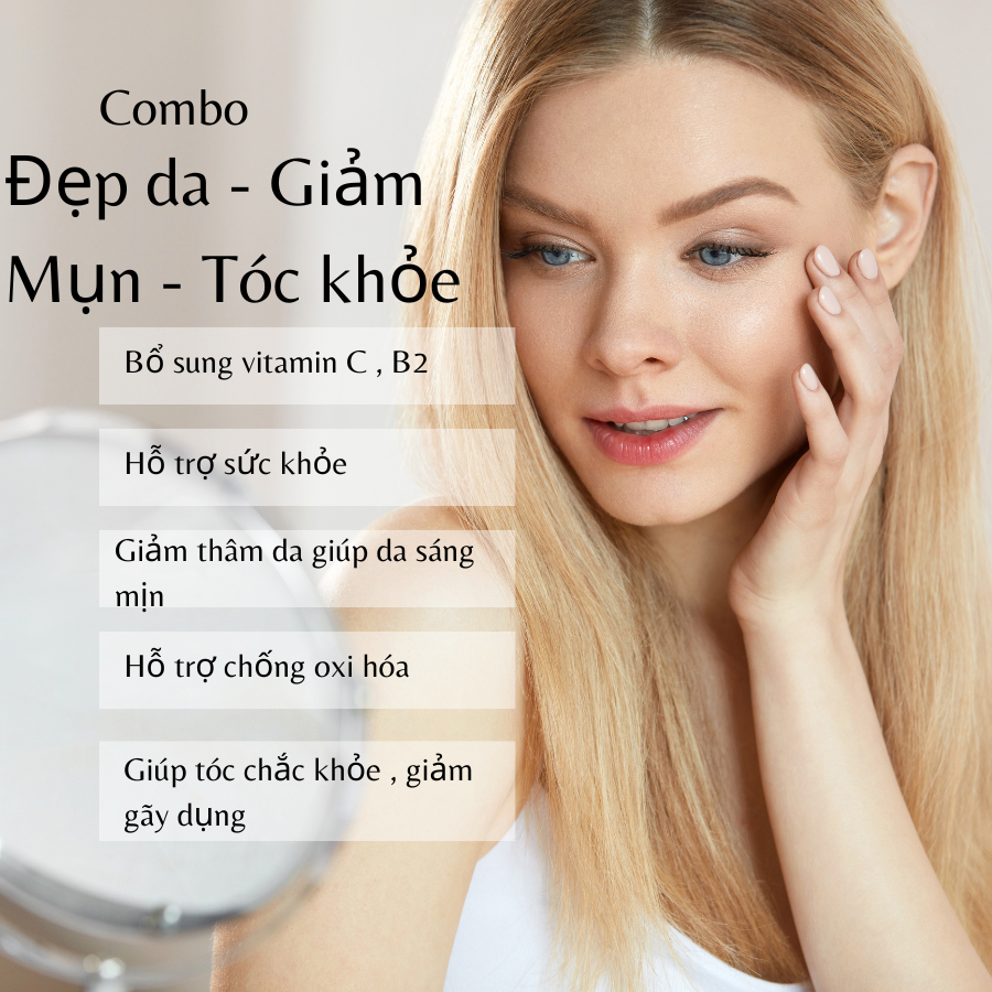 Combo Lcystine 500mg và DHC Vitamin C Hỗ Trợ Trắng Da , Giảm Mụn , Giúp Tóc Chắc Khỏe  Bổ Sung Vitamin C, Coenzym Q10