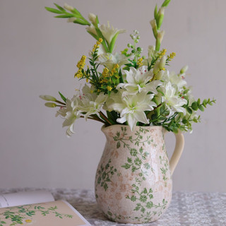 Bình hoa  gốm sứ dáng bình sữa xanh lá 20cm Dona Home Decor