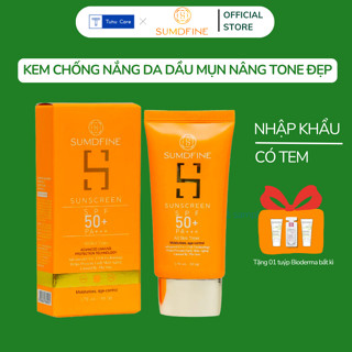  Kem chống nắng Sumdfine SPF 50+ PA+++ 50gr chống nắng vật lý nâng tone dành cho da dầu mụn 
