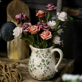 Bình hoa gốm sứ hoa xanh lá 20cm