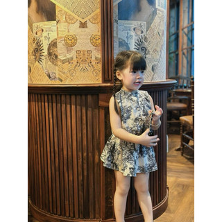 Jump lụa hoa đen bé gái