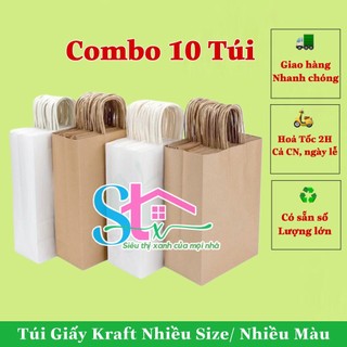 10 túi giấy kraft nhật bản có quai, Túi giấy quai dù chắc chắn, túi kraft đựng quà, túi đựng quà