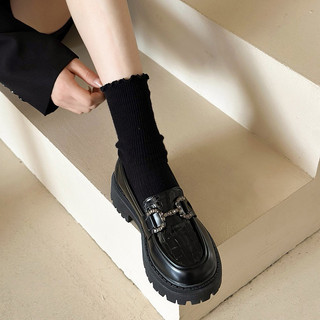 [HÀNG CÓ SẴN] Size 40-42 Giày lười da mềm 5cm vân da rắn khoá đính đá BIG SIZE
