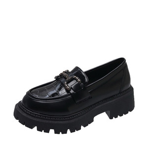 [HÀNG CÓ SẴN] Size 40-42 Giày lười da mềm 5cm vân da rắn khoá đính đá BIG SIZE
