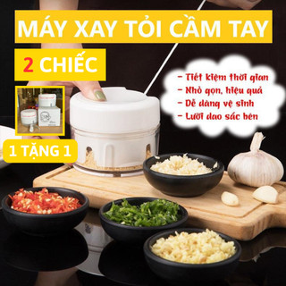 Dụng cụ xay tỏi ớt (MUA 1 TẶNG 1) xay tỏi giật sử dụng dây rút vệ sinh dễ dàng