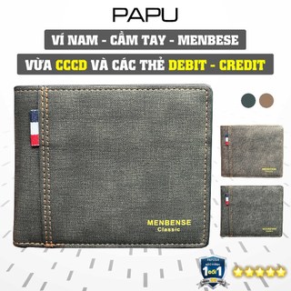 Ví nam nữ menbense đựng thẻ card cầm tay đựng tiền giấy tờ giấy tờ xe nhỏ gọn màu đen mini papush