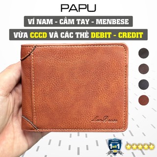 Ví nam nữ menbense đựng thẻ card mini cao cấp cầm tay đựng tiền, giấy tờ giấy tờ xe nhỏ gọn màu đen