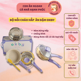 Bộ Nồi Chảo Đá Cao Cấp Kèm Xửng Hấp Chế Biến Ăn Dặm OKBY