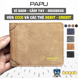 Ví Nam Nữ Mini Menbense Cầm Tay Đựng Tiền, Giấy Tờ, Giấy Tờ Xe Nhỏ Gọn Màu Đen Đựng Thẻ Card Cao Cấp