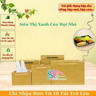 Túi giấy kraft vuông đựng hộp cơm, túi kraft nhật đựng hộp sầu riêng, túi giấy vuông bỏ hộp bánh bao