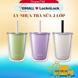 Ly Nhựa đựng trà sữa 2 Lớp LocknLock 720ML Có Ống Hút, Cốc Nhựa Có Nắp, Ly 2 lớp HAP529 - 10Mall