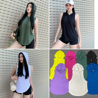 Áo Tanktop Thể Thao Nữ Có Nón Vải Thun Lưới Mịn Mát Tập Gym, Yoga, Aerobic