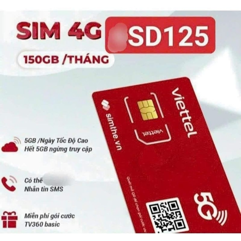 SIM VIETTEL 6SD125 5GB/NGÀY DÙNG 6 THÁNG