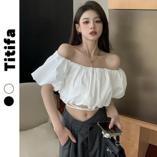 Áo Croptop Trễ Vai Tay Bồng Hai Lớp Chất Vải Voan Đẹp - Titifa Shop