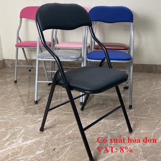 Ghế Văn Phòng Gấp Gọn Ghế Gấp Decor Phòng Ghế Đệm Tựa Lưng Bọc Da Êm Ái Khung Thép Sơn Tĩnh Điện