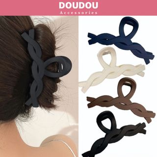 Kẹp tóc càng cua Doudou Cặp tóc nữ Kẹp càng cua tóc dày 11cm tone nâu phong cách Hàn Quốc ZJ120