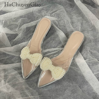 Dép Sục Nữ Mica Đính Nơ Ngọc Sang Chảnh HCG