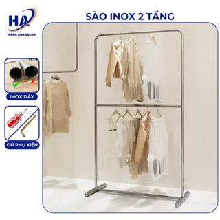 Giá kệ treo quần áo 2 tầng inox 304, sào treo quần áo 2 tầng bền bỉ, chắc chắn  T08 Nasalipit