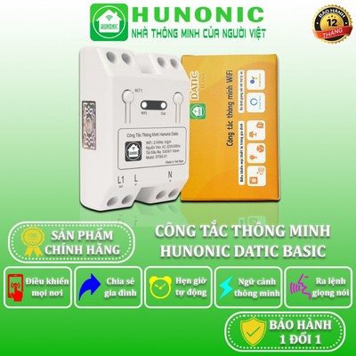 Công Tắc Thông Minh Wifi Giá Rẻ, Công Tắc Điều Khiển Từ Xa Qua Điện Thoại Hunonic Datic Basic