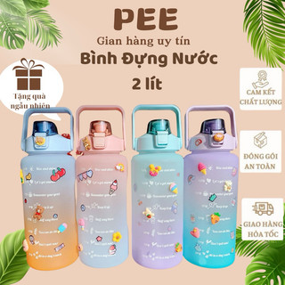 Bình nhựa đựng nước 2L, bình đựng nước màu sắc xinh xắn, nhắc nhở uống đủ nước P116 - Pee