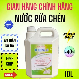 Can 10L nước rửa chén bát hương chanh hương quế, An toàn da tay, nước rửa bát thương hiêu KENJI
