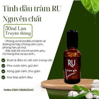 Tinh dầu tràm gió nguyên chất RU - Chuẩn IOOP - Đuổi và làm dịu vết côn trùng -30ml Lăn truyền thống
