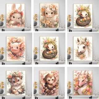 Tranh hóa số,tranh tô màu theo số,tranh sơn dầu,tô màu tranh theo số cung hoàng đạo có khung 30x40cm