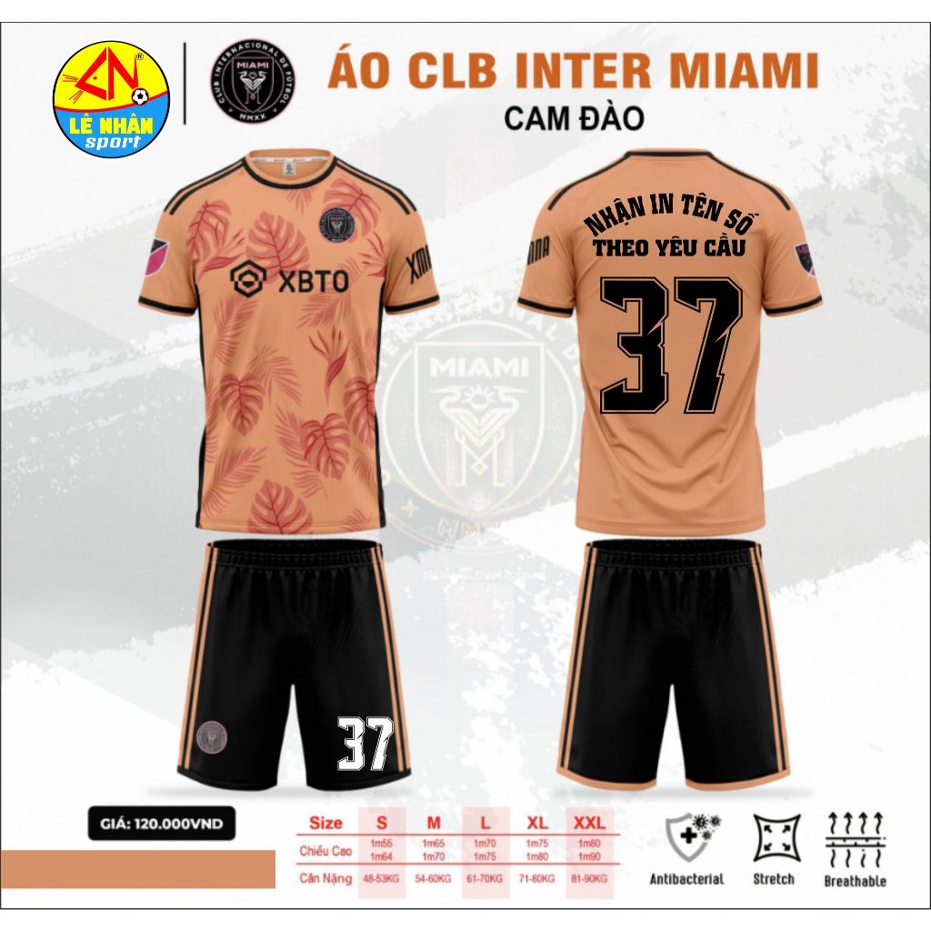 Bộ Áo Đá Bóng CLB Miami Màu Cam