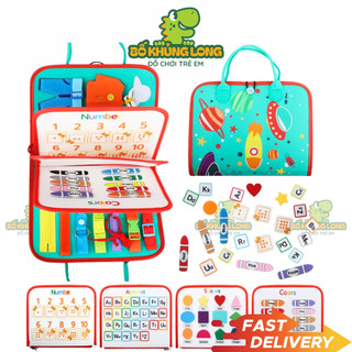 Đồ chơi montessori cặp bận rộn bảng bận rộn busy board 7in1 khối bận rộn đồ chơi giáo dục cho bé bố khủng long