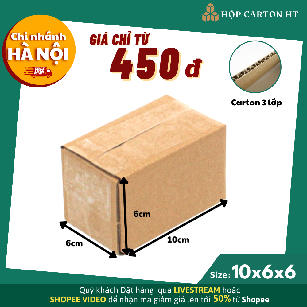 10x6x6 combo 10 hộp carton đóng hàng hộp giấy carton size nhỏ giá gốc tận xưởng - Hộp carton HT