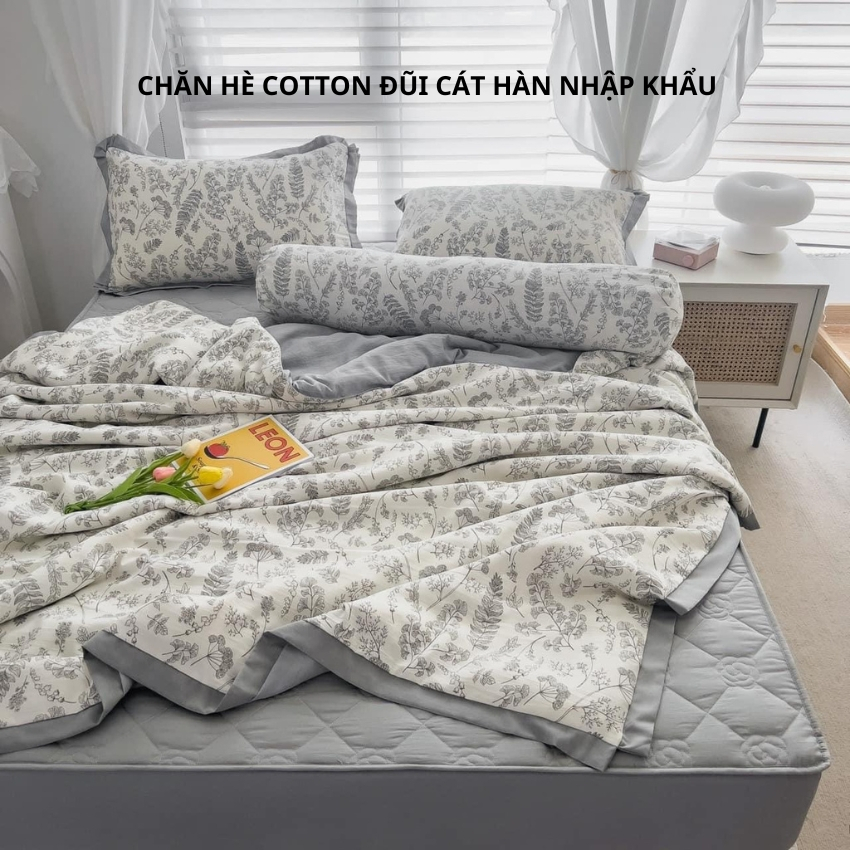 Chăn hè cotton đũi hàn trần bông micro mềm mịn, mền đũi cát hàn nhập khẩu kích thước 2mx2m3