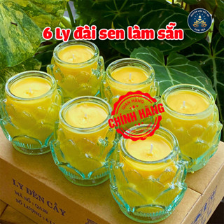 Hộp 6 Ly Nến Bơ Đài Sen 125ml Làm Sẵn, Nến Bơ Cúng Phật Không Khói, Nến Bơ Thờ Cúng, Cúng Dường