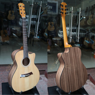 Đàn Guitar Acoustic Vinaguitar VG-SPEM mặt gỗ thịt khóa đúc có ty chỉnh cần có EQ-  guitar acoustic giá rẻ