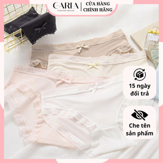[Che Tên] Quần lót nữ su lụa viền ren mềm mại Carla, quần chip su thạch lụa đấy quần kháng khuẩn hàng QCCC 9119