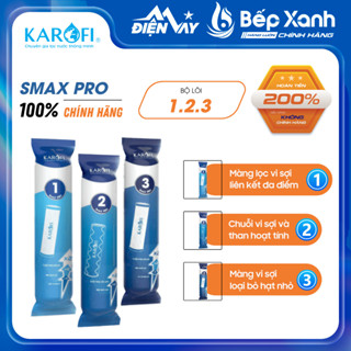 Bộ lõi lọc Karofi 1,2,3 SMAX PRO - Hàng chính hãng, lắp được cho các máy lọc RO có 3 cốc lọc thô 10 inch