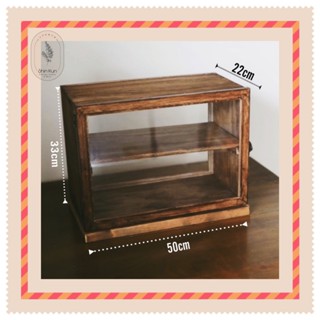  Tủ Gỗ Để Bàn Chữ Nhật Kính 2 Mặt Retro Đựng Bánh Decor TIệm Cà Phê SS42 