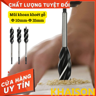 Mũi khoan khoét lỗ gỗ bốn cánh bốn khe chuôi lục giác 6.35mm nhiều size 10 - 25 mm
