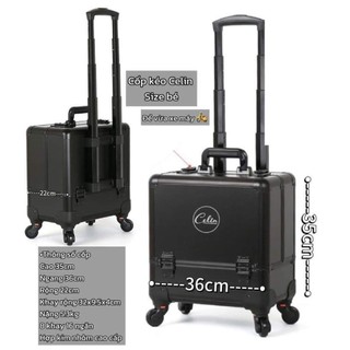 Cốp kéo celin đựng mỹ phẩm chuyên nghiệp 4 bánh, vali kéo hàng hàng chính hãng