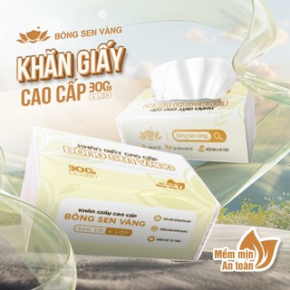 Thùng 30 gói Giấy ăn cao cấp Bông Sen Vàng 4 lớp mềm mịn, an toàn, tiện lợi.