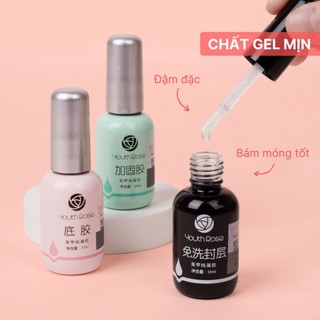 Base top hoa hồng Youth Rose chính hãng- gel liên kết, top phủ bóng, cứng móng,15ml chuyên dụng cho dân làm móng